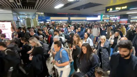 Commuters in Euston station