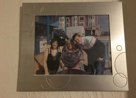 A picture of Glenda with Ruth Jones and James Corden