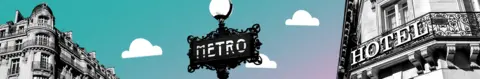 Getty Images  Designed image of an apartment in Paris, metro sign and a hotel  