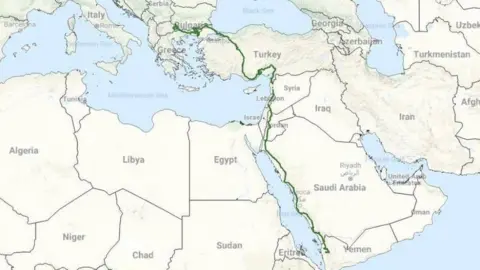 Hisham al-Hoot Map showing Nelson's route