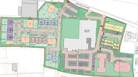 Lovell Ozanne architects An architectural drawing showing the placing of properties on the site