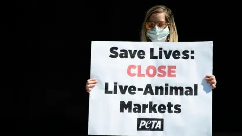 Getty Images US protest by the animal rights organisation, Peta