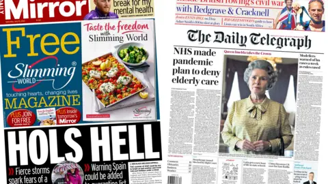 Composite image of the Daily Mirror and Daily Telegraph front pages.