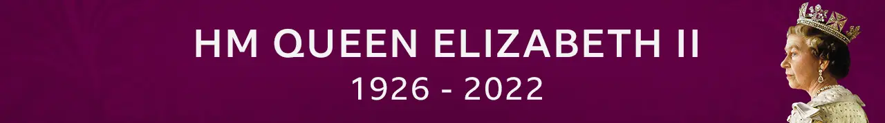 Banner commemorating HM Queen Elizabeth II