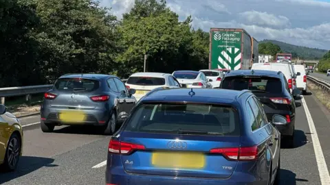 A69 crash sees two mile tailbacks during rush hour