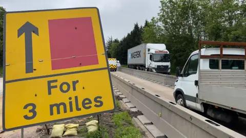 John Fairhall/BBC A14 Suffolk contraflow, May 2023