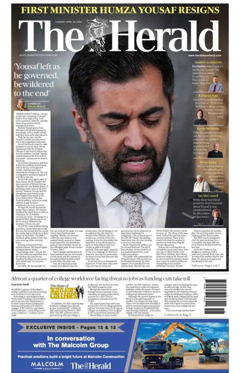 Scotland's papers: Yousaf quits and the 'battle for Bute House'