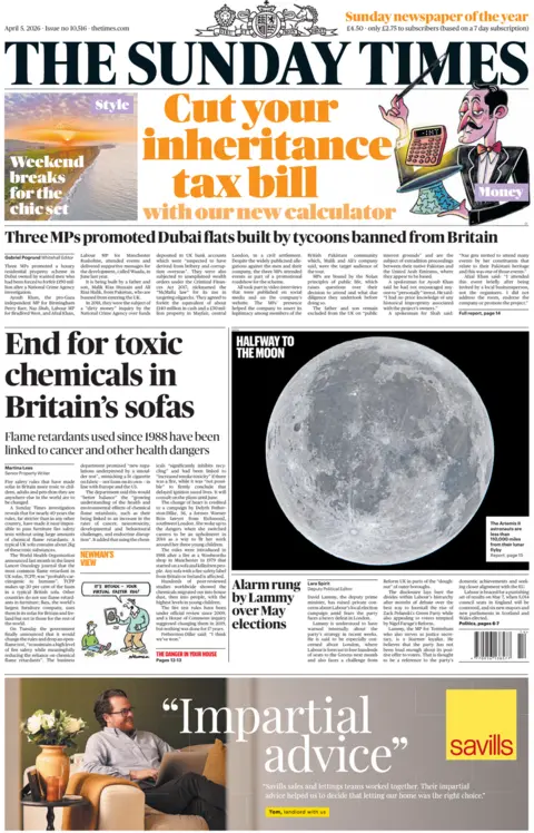 "End for toxic chemicals in Britain's sofas" reads the headline on the front page of the Sunday Times.