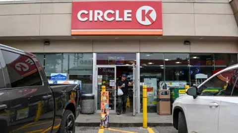 Circle K-winkel in Toronto, Ontario, Canada.