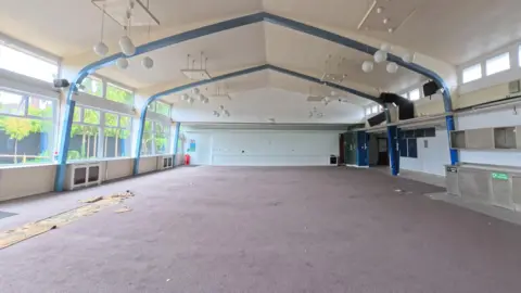 The Elstree Project A photo taken inside Elstree Studios shows the white wall where the canteen mural once was.