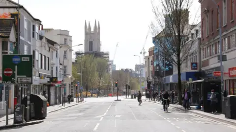 Eddie Mitchell Brighton town centre was mostly deserted, but some visitors were reprimanded