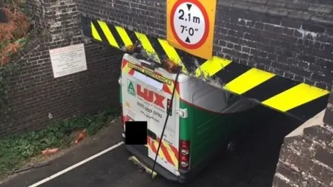 Network Rail Van under Manea bridge