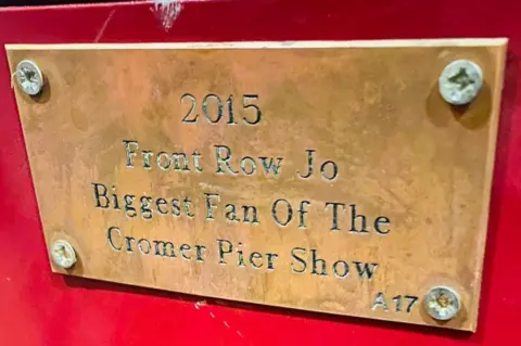 Cromer Pier Jo Raby's seat at Cromer Pier