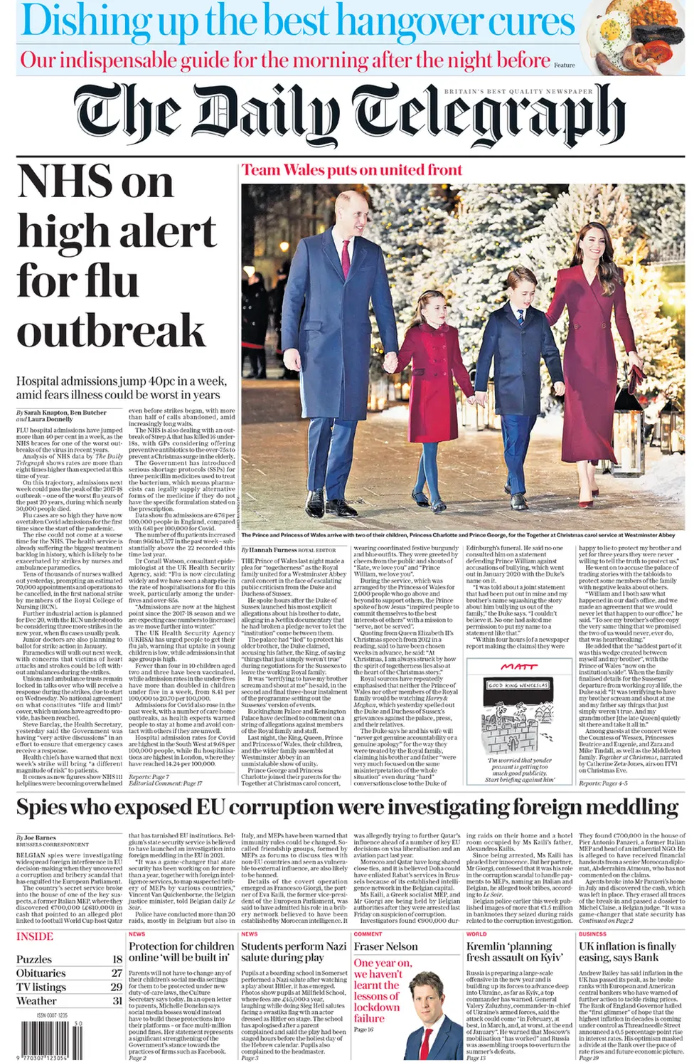 The front page of the Daily Telegraph.