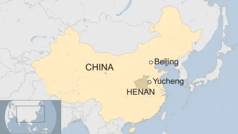 BBC A map showing Yucheng county in China's Henan province