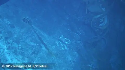 Paul G Allen A handout photo made available on 19 August 2017 courtesy of Paul G. Allen shows an image shot from a remotely operated vehicle showing what appears to be the painted hull number "35."