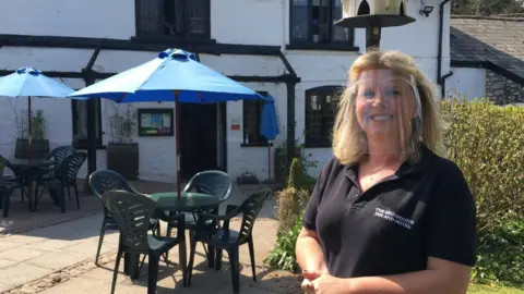 Kelly Jolliffe, landlady of the Greyhound Inn and Hotel in Usk