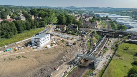 An aerial view of Deighton Station.