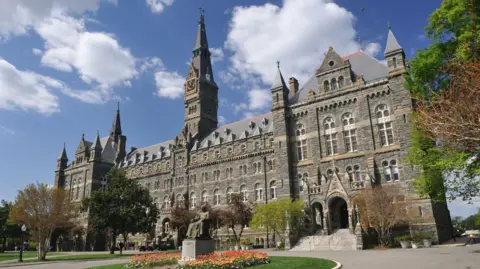 A stock image of the main building at Georgetown University in Washington DC