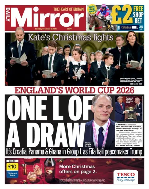 The headline on the front page of the Mirror reads: “One L of a draw”.