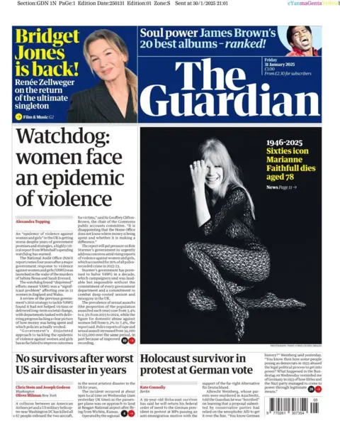 Guardian front page 31 January 2025