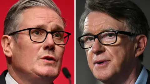 Composite image of Keir Starmer and Peter Mandelson