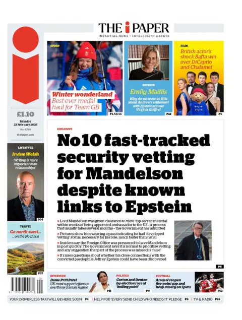 "No 10 fast-tracked security vetting for Mandelson despite known links to Epstein."