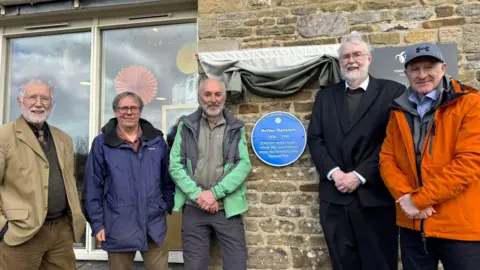 Speakers at the Arthur Raistrick blue plaque unveiling on 27 March 2026 (left to right) - Colin Speakman, Tony Serjeant, Robert White, David Buck and David Butterworth.