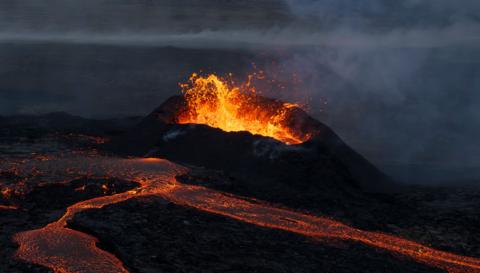 A volcano on the Reykjanes Peninsula