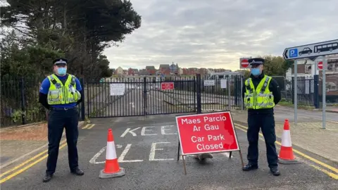 South Wales Police Police at Barry Island car park