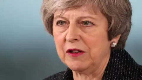 Getty Images British Prime Minister Theresa May makes a speech