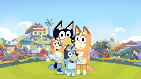 Ludo Studio Bluey and her family outside