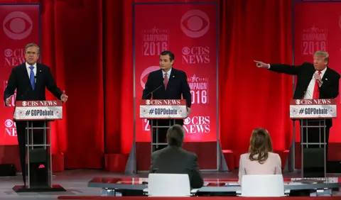 Getty Images Donald Trump told Jeb Bush (left) that the Iraq war had been a "big fat mistake" (February 2016)