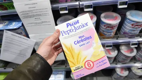 AFP/Getty Images A picture taken in a pharmacy in Orleans on January 11, 2018 shows baby cereal box distributed by Lactalis