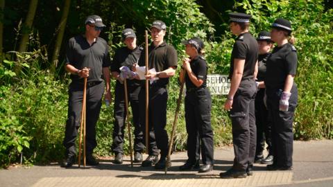 Police officers at Mousehold Heath