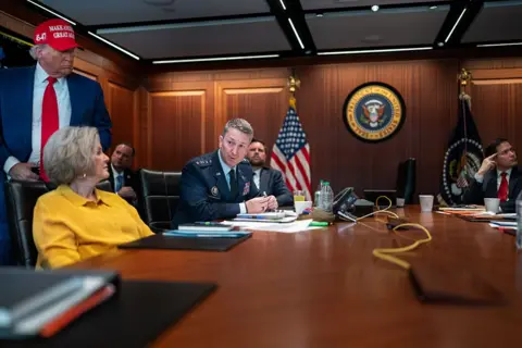 The White House U.S. President Donald Trump, White House Chief of Staff Susie Wiles, Chairman of the Joint Chiefs of Staff Dan Caine, Vice President JD Vance, and Secretary of State Marco Rubio sit in the Situation Room as they monitor the mission that took out three Iranian nuclear enrichment sites.