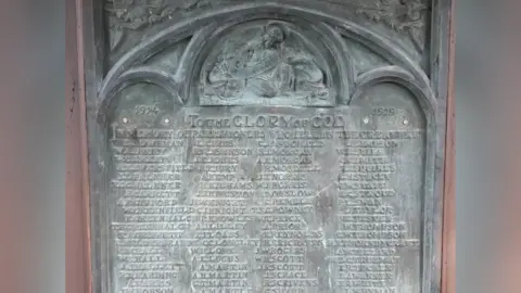 The plaque with all the names who gave their lives during the World War One.