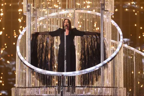 Getty Images Yuval Raphael performs at the 2025 Eurovision Song Contest