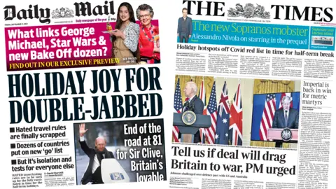 Daly Mail and Times front pages