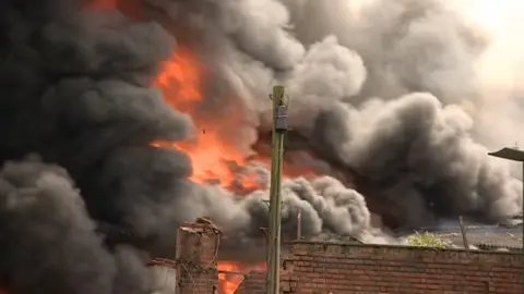 Fire at the derelict factory in Winson Green