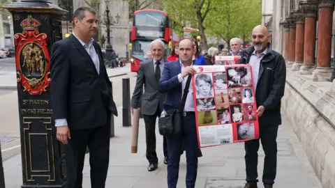 PA Claimants outside the High Court in May ahead of a hearing in the Primodos legal action