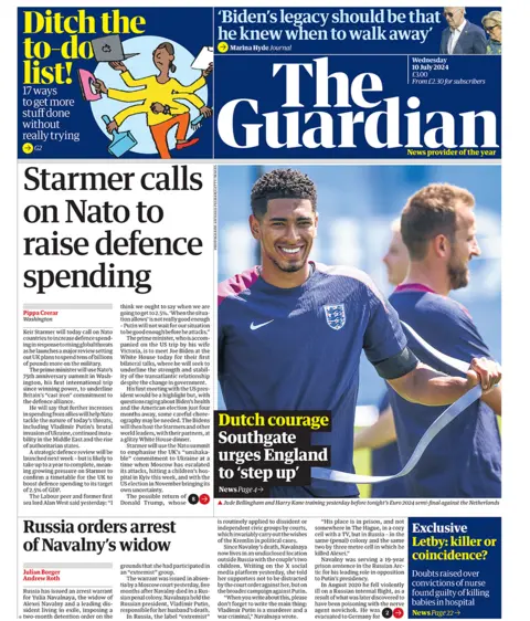 Guardian front page for 10/07/24