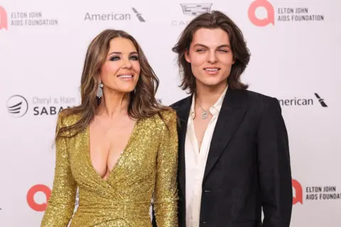 Reuters Elizabeth Hurley and her son Damian