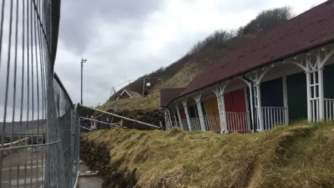 North Yorkshire Council Collapsed beach huts in 2018