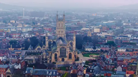 Getty Images Aerial view of Gloucester city centre