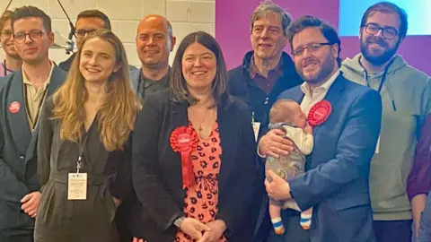 BBC Emily Spurrell with her supporters 