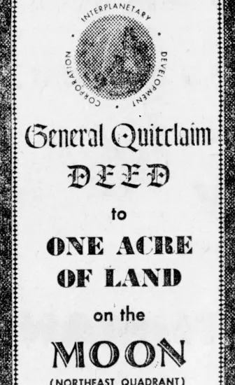 Getty Images Moon ownership deed, 1955
