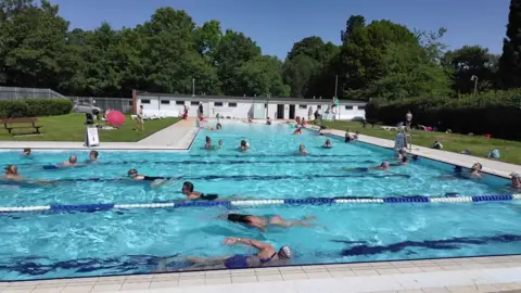 Swimmers at Abingdon's Abbey Meadows Outdoor Pool