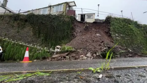 BBC Landslip in Looe on Polperro Road