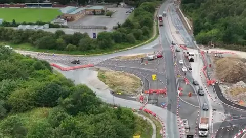 Roadworks being carried out by Dunmow Road, Bishop's Stortford